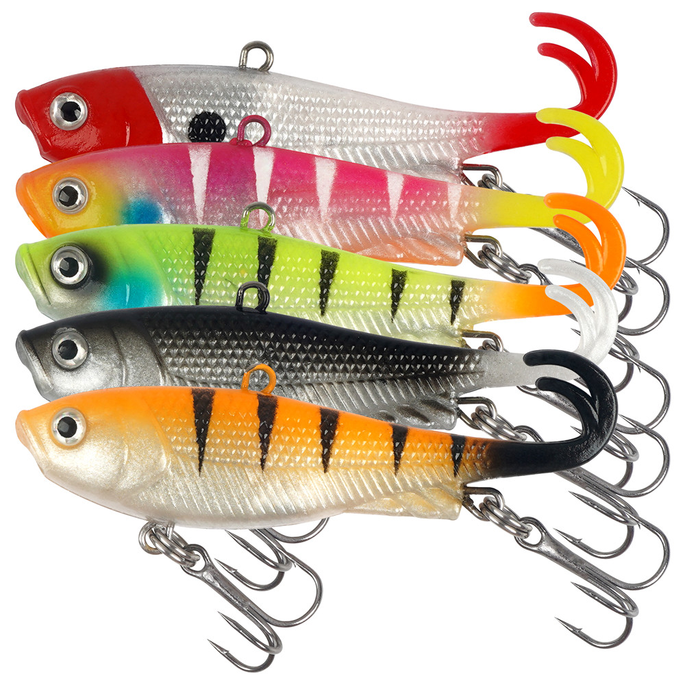 Fishing Lure Spinnerbait - 5Pcs Pre-Rigged Jig Head Wobbler Soft